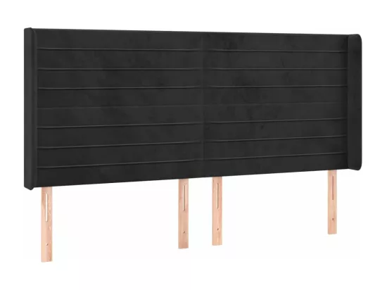Sommier tapissier avec matelas et LED Noir 160x200 cm Velours