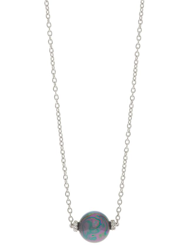 Anhänger & Kette, Muschelkernperle & Zirkon, 46 + 3 cm