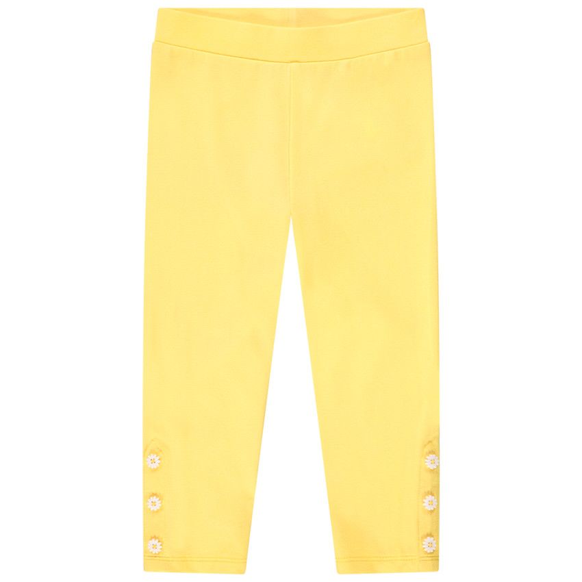 Legging court uni boutons fantaisie pour fille - Jaune