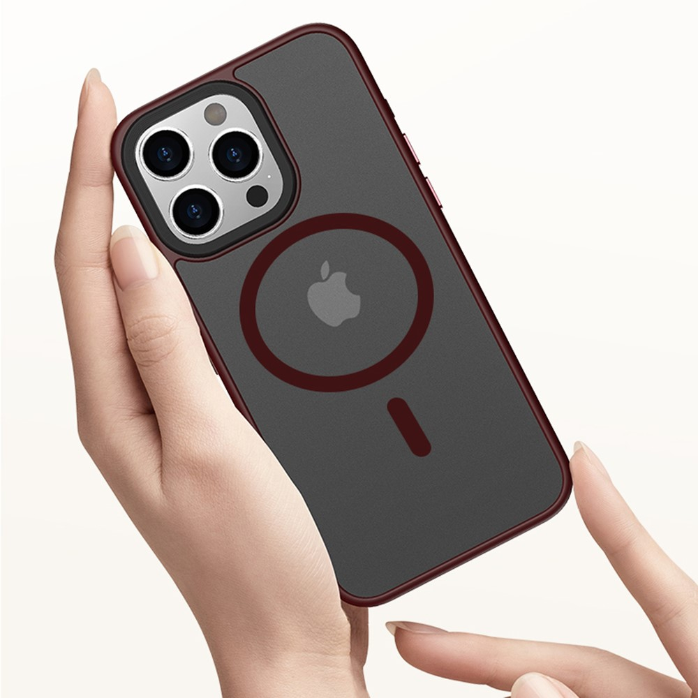iPhone 15 Pro Max MagSafe Hybrid Hardcase Hülle mit TPU Bumper - Rot / Schwarz