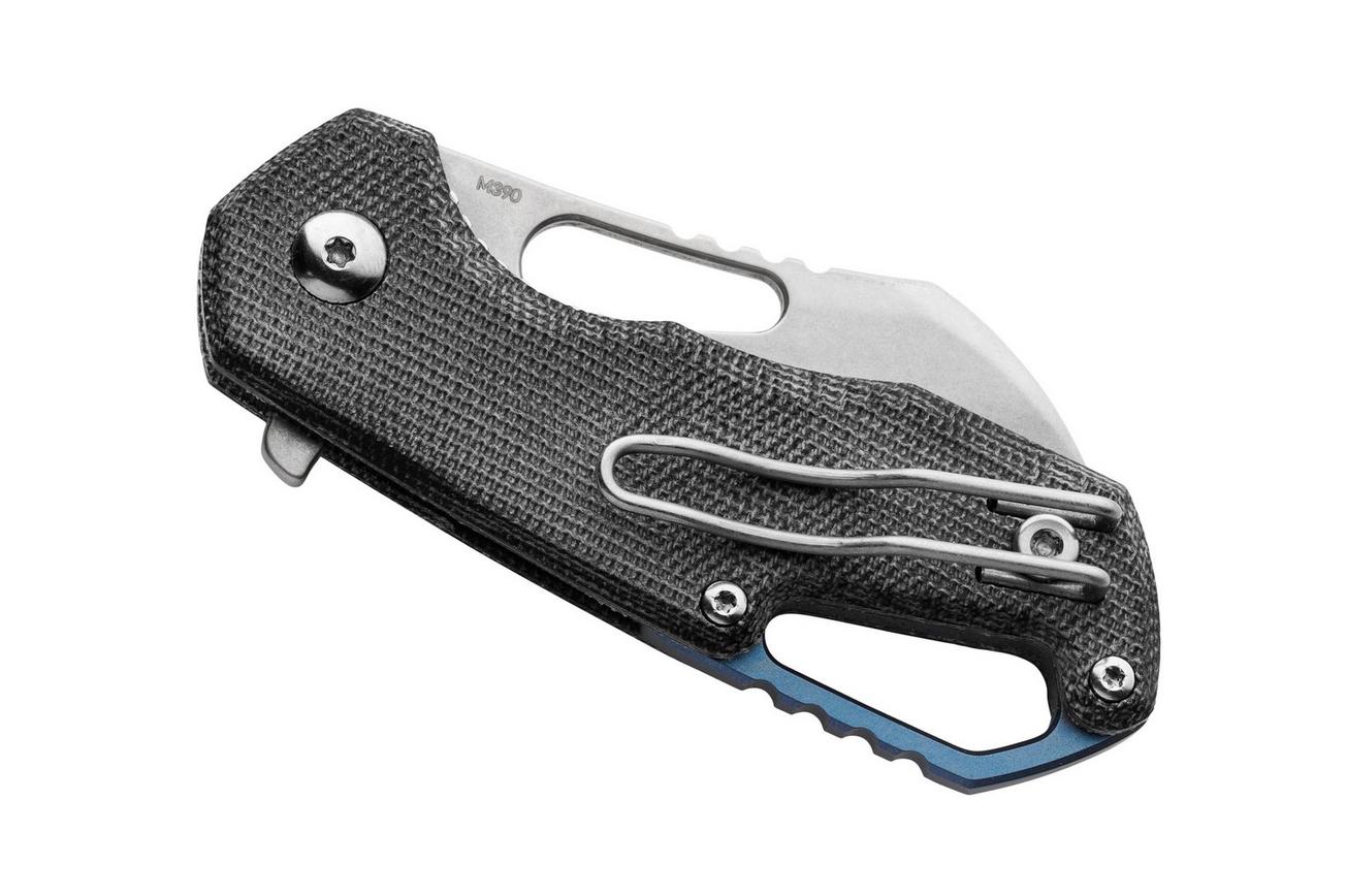 MKM Isonzo FX03M-1BC Hawkbill M390, Black Canvas Micarta zakmes, Jesper Voxnaes design