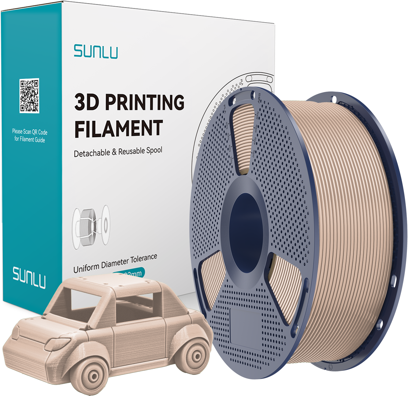 SUNLU  PETG Beige, 1,75 mm / 1000 g    Zähes, leicht zu druckendes PETG Filament