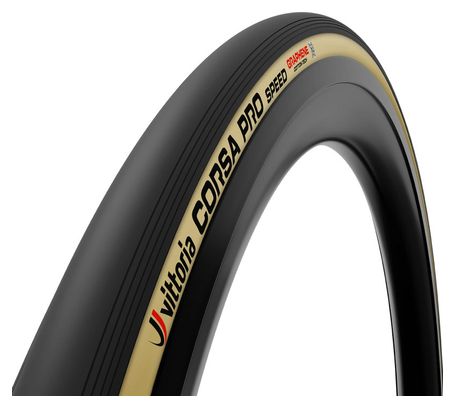 Pneu Route Vittoria Corsa Pro Speed 700 mm Tubeless Ready Souple Graphene G2.0   Silica Compound Flancs Beiges