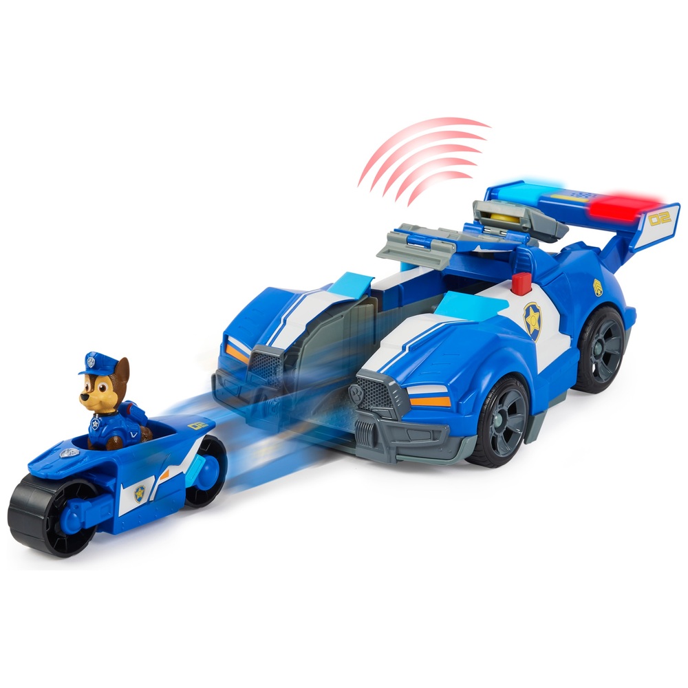 PAW Patrol Chases 2-in-1-Transformations-Spielzeugauto „Movie City Cruiser“ mit Motorrad