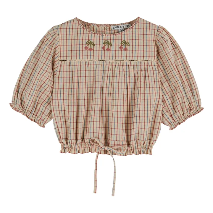 Emile et Ida Blouse Brodée Carreaux | Vanille