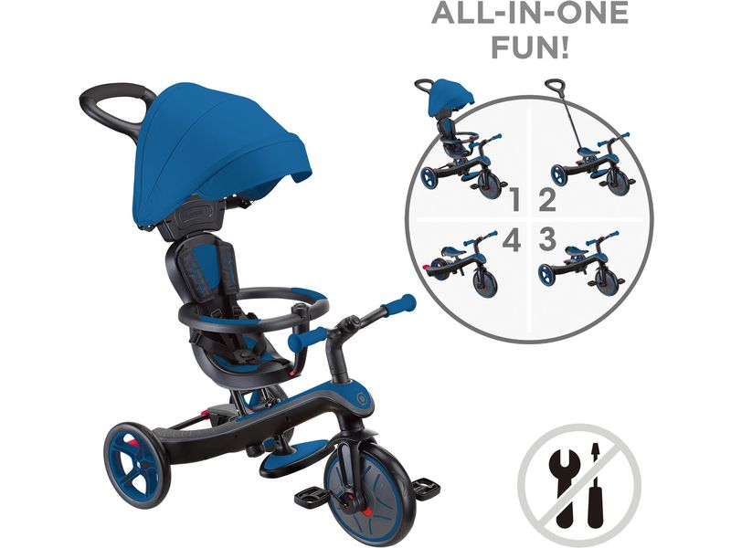 GLOBBER Dreirad Trike Explorer 4 in 1 Royal Blau Vielseitiges 4-in-1-Fahrzeug für kleine Entdecker