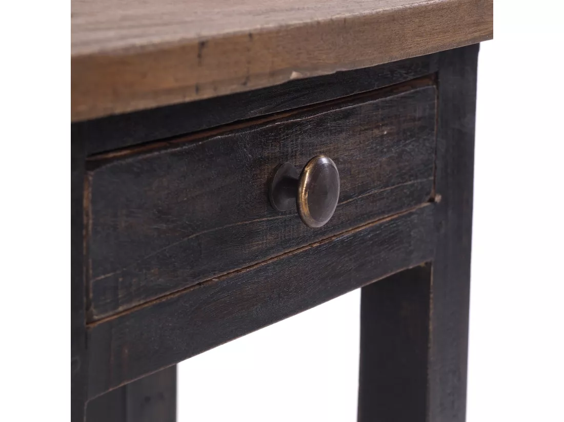 TABLE DE TÉLÉPHONE PLANTE Bois massif en acajou, avec tiroir 04 schwarz-natur