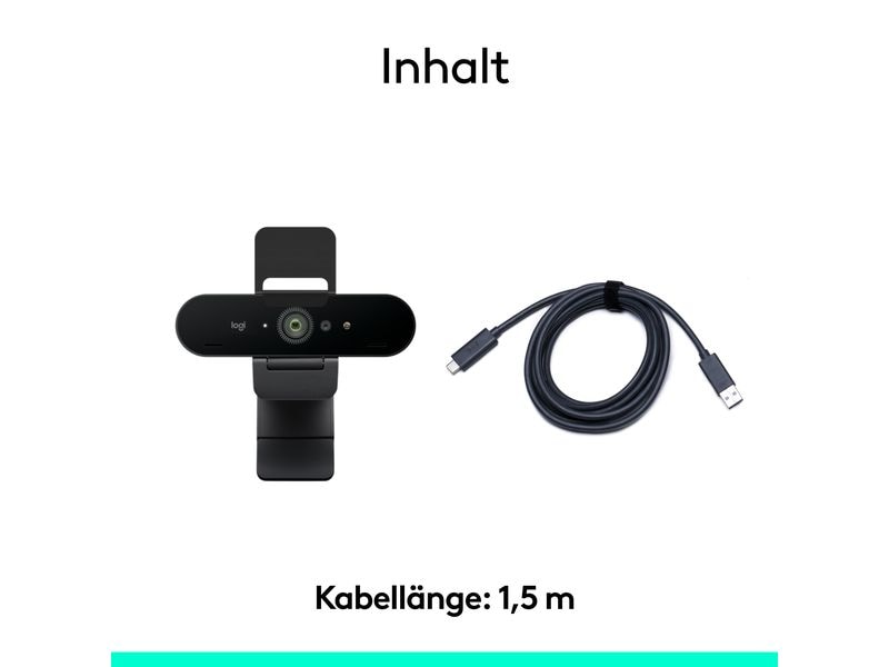 Logitech Webcam Brio 4K Ultra HD graphite Professionelle USB-Webcam mit 4K UHD, HDR und Windows Hello-Unterstützung
