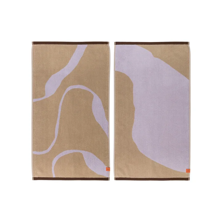 Mette Ditmer - Nova Arte Gästehandtuch, 40 x 55 cm, sand / lila (2er-Set)