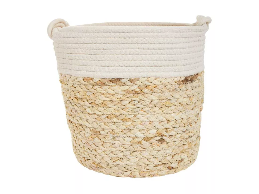 Panier en fibre naturelle et coton brun D27x26