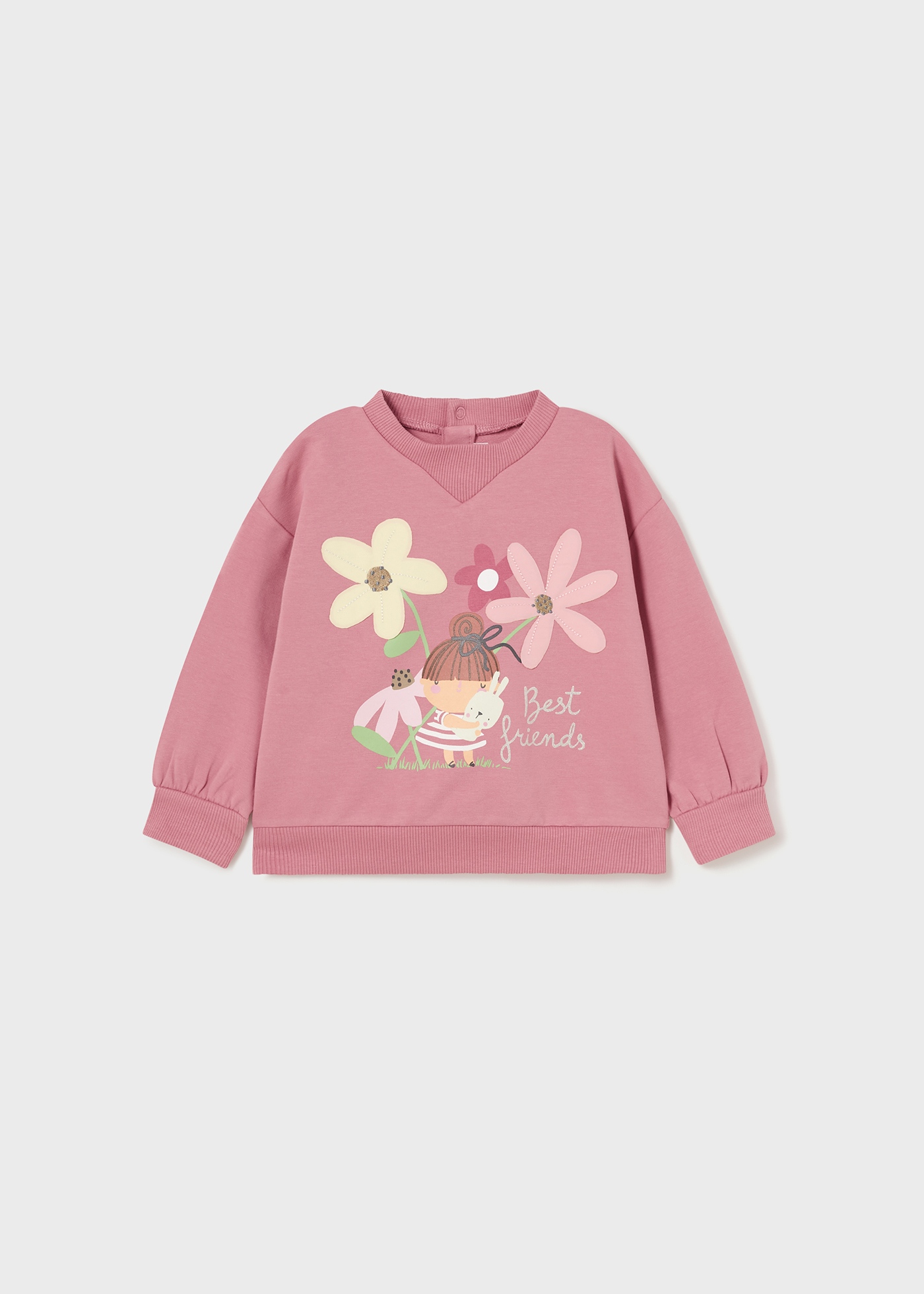 Moletom infantil com estampa, feito de algodão sustentável.