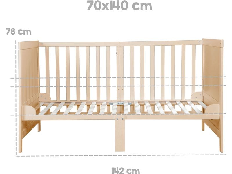 roba Babybett Kombi Easy Sleep Natur, 70 x 140 cm Kombi-Kinderbett umbaubar