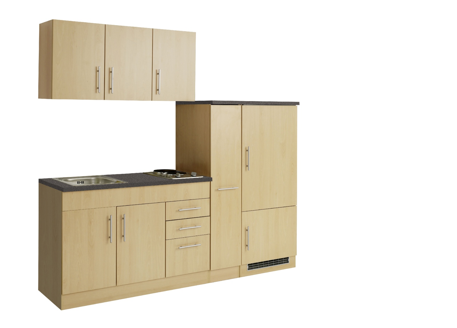 Single-Küche TORONTO - Buche - mit E-Geräten - 210 cm