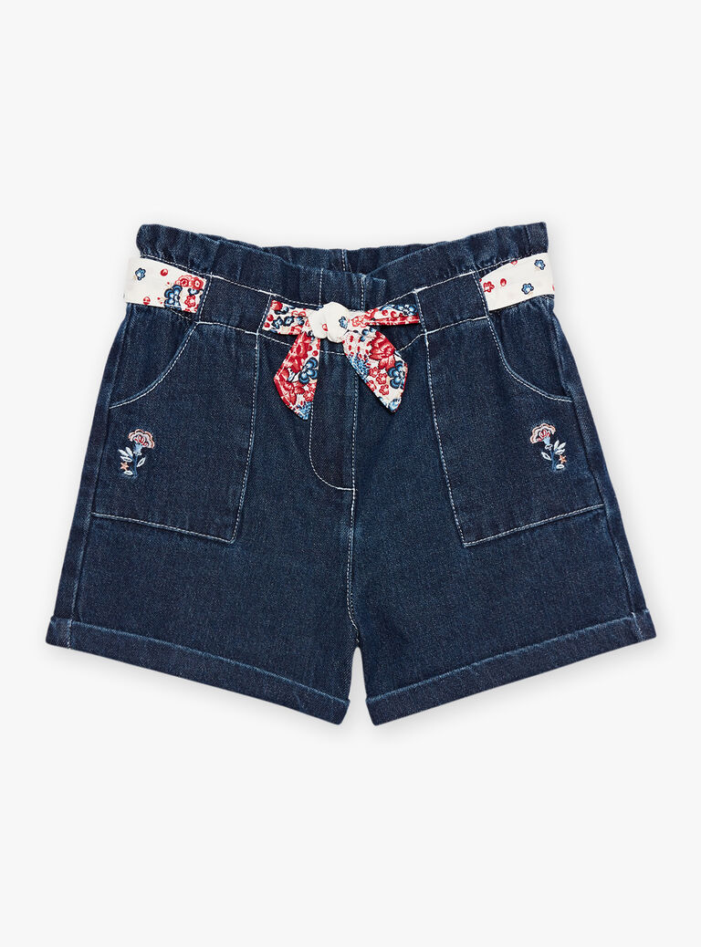 Short large en denim bleu foncé