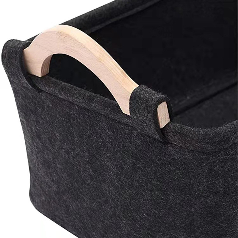 (39x28cm) Filz Aufbewahrungs Korb Hunde Spielzeug Organizer Deko Haustier Box - Grau
