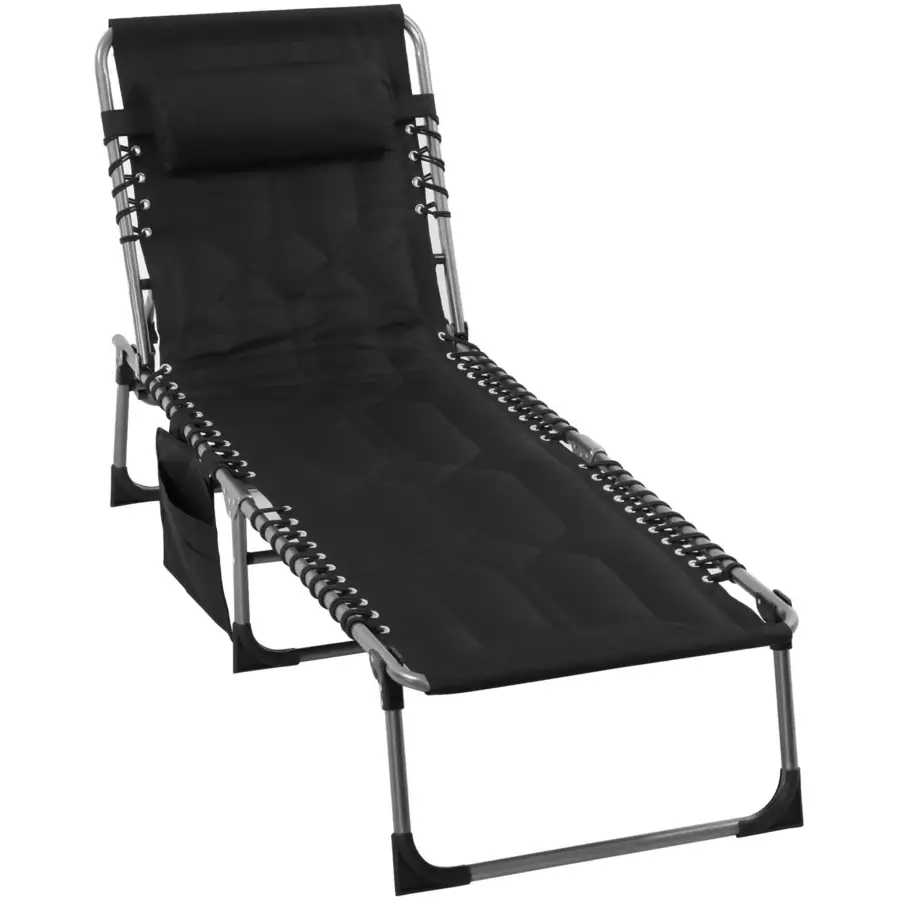 Outsunny Liegestuhl mit Kissen schwarz