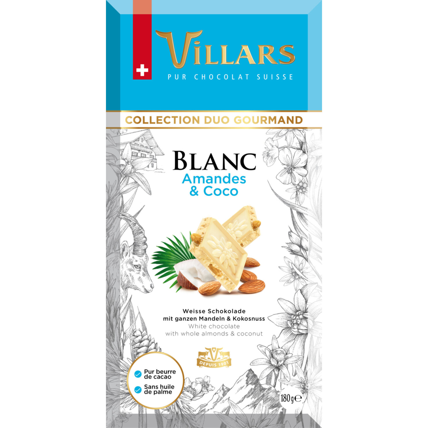 Villars Tafelschokolade Blanc Amandes & Coco