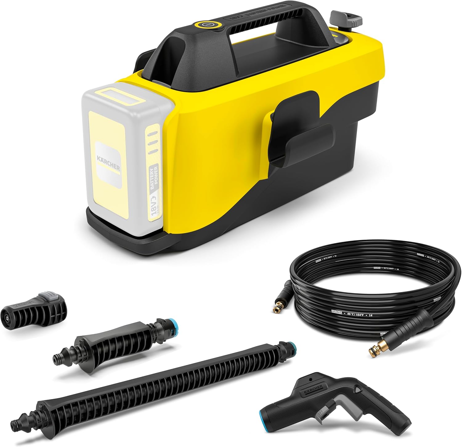 Kärcher Mobile Outdoor Cleaner OC 6-18 (Mitteldruck 24 bar, Flexschlauch 4m, ohne Akku und ohne Schnellladegerät) Gelb