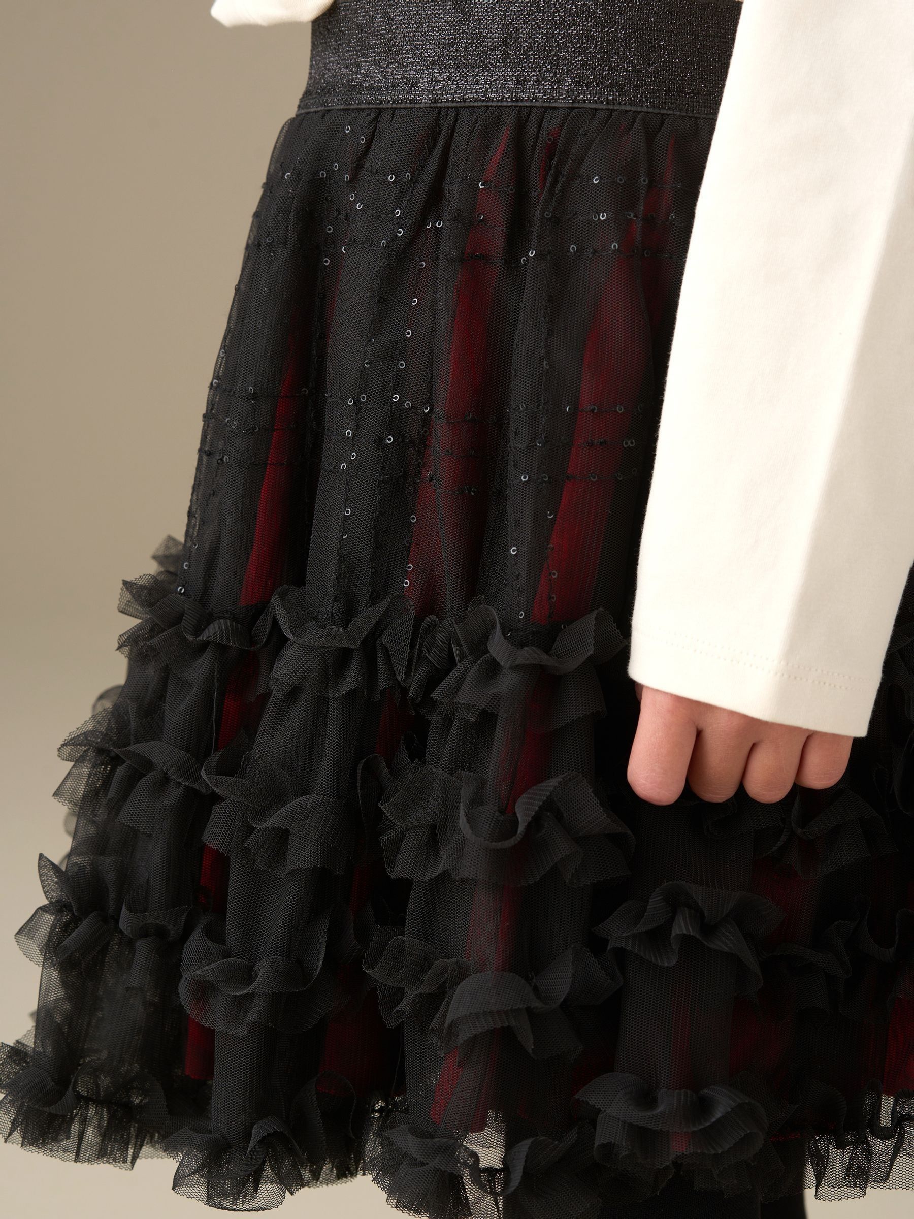Angel & Rocket Darby Sequin Tartan Mesh Skirt