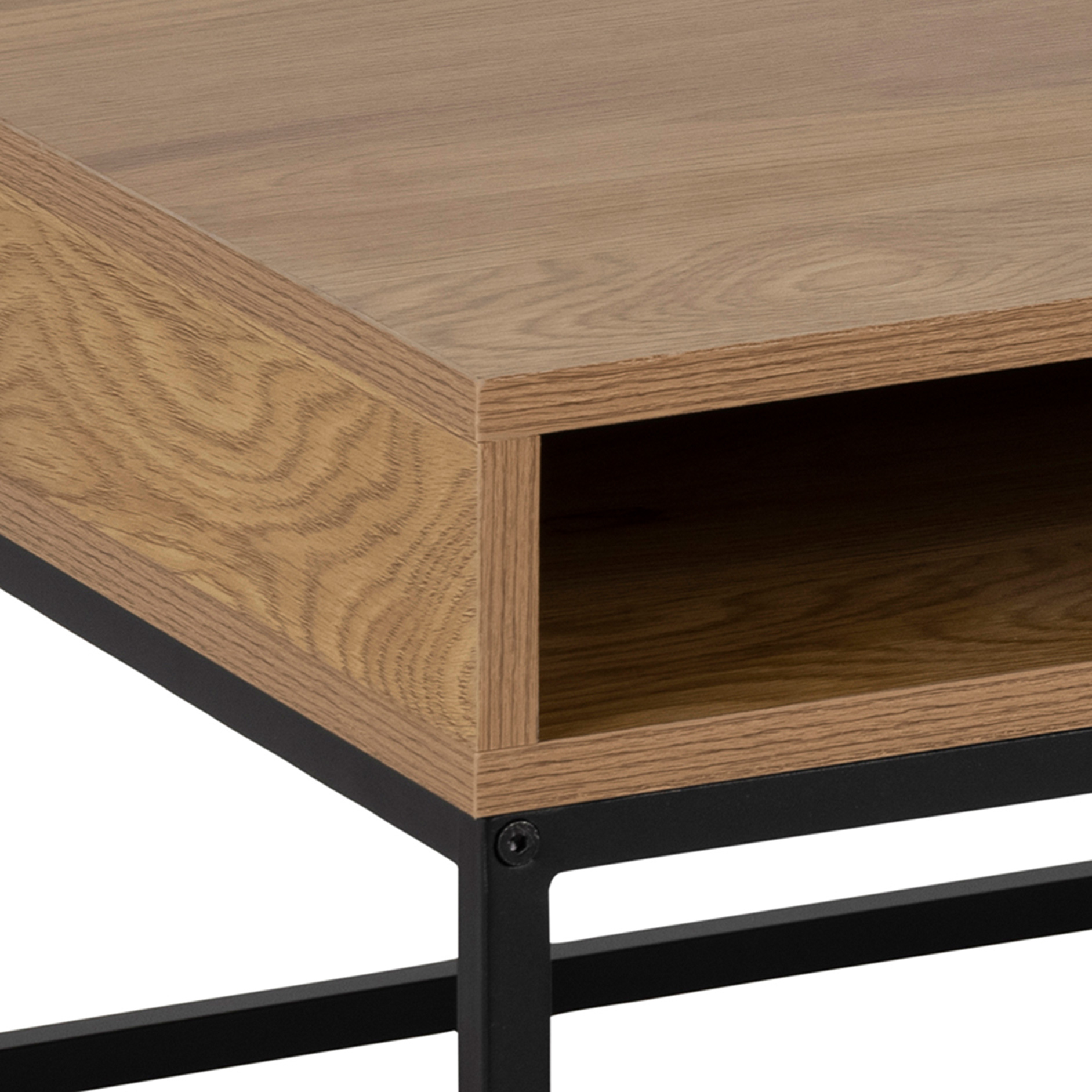 Couchtisch WILLFORD - holzfarben-schwarz - Ablage - 80x80 cm