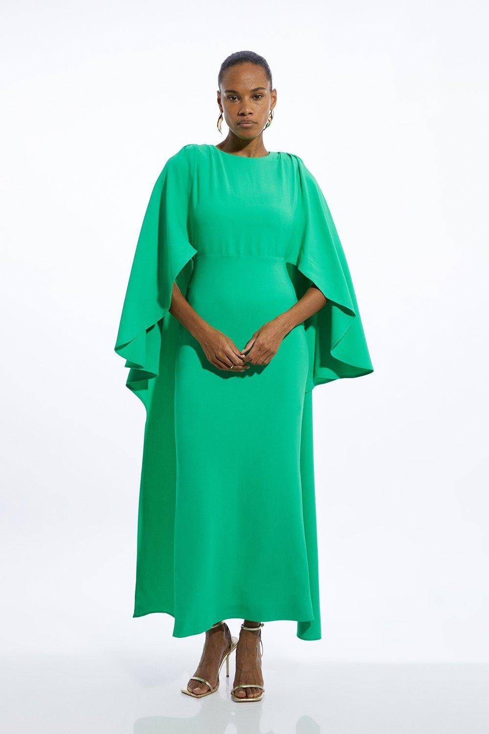 KarenMillen Robe maxi petite compacte stretch en viscose avec détail de cape