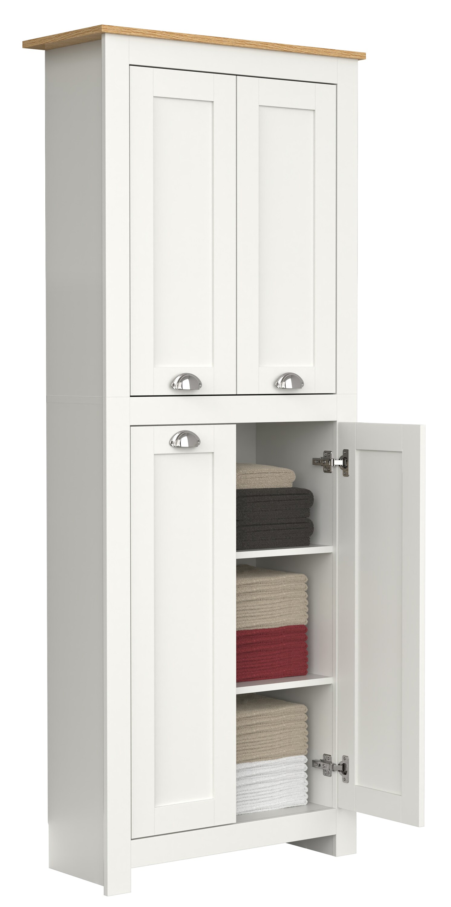 VCM Holz Dielenschrank Mehrzweckschrank Flurschrank Kleiderschrank Badmöbel Schrank Balusa