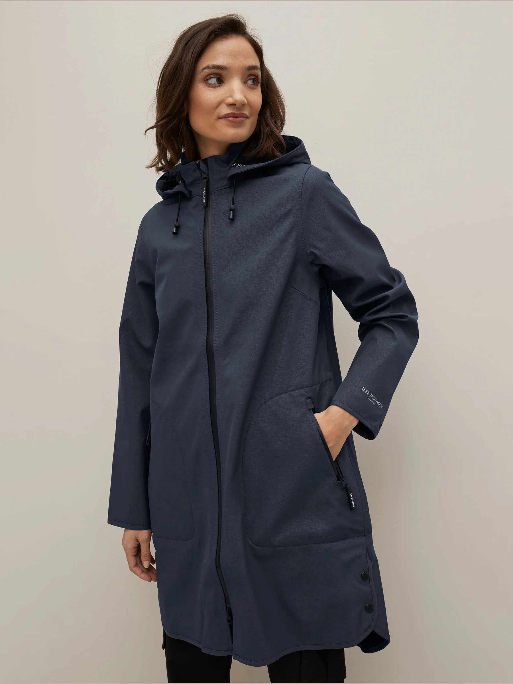 Blauw - Ilse Jacobsen - Waterdichte A-lijn softshell regenjas