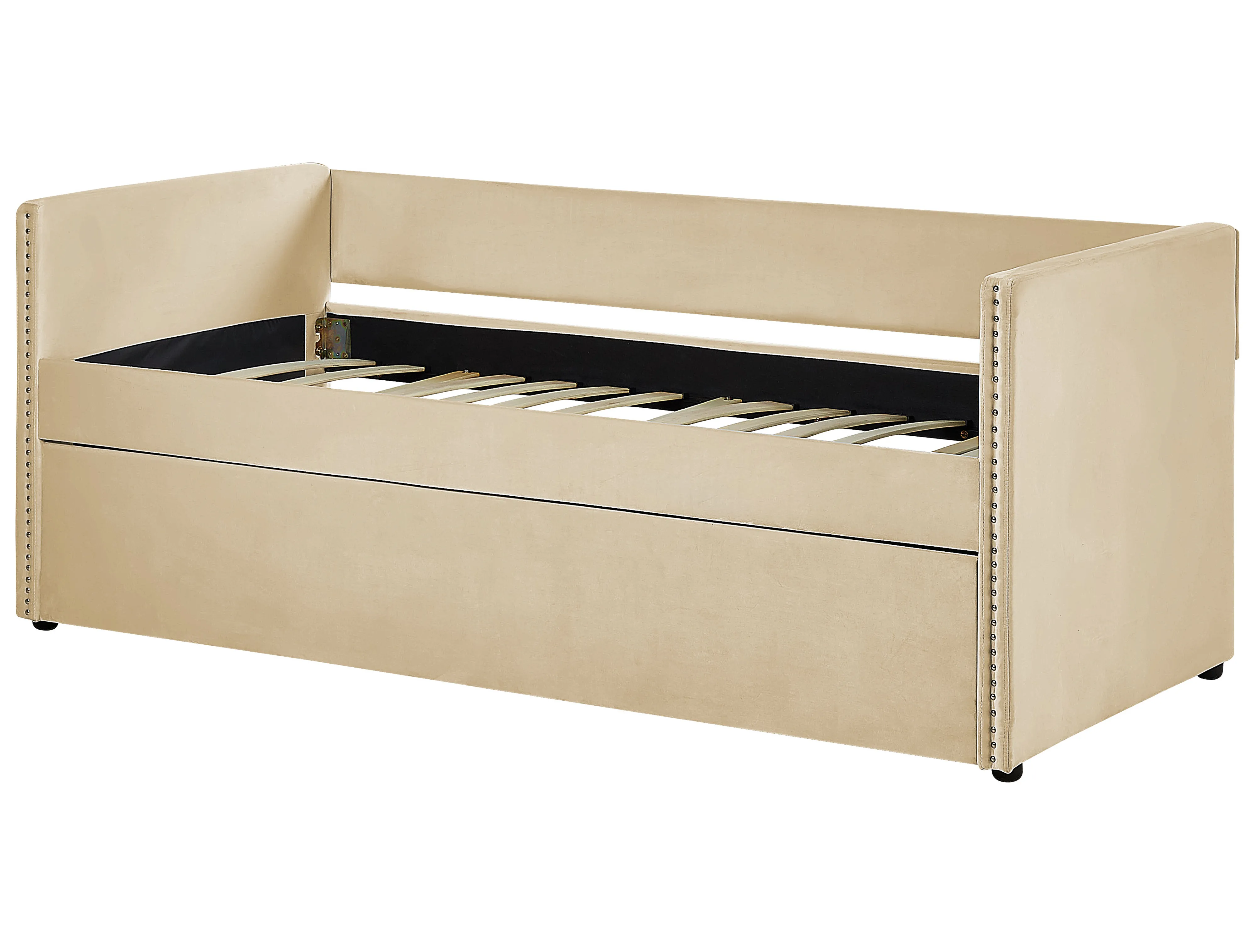 Onderschuifbed Fluweel TROYES 90 x 200 cm Beige