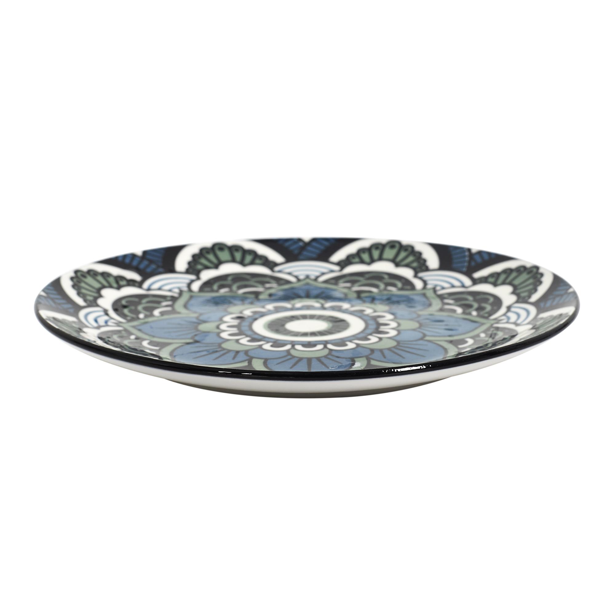 ASSIETTE MANDALA BLEU D.19CM