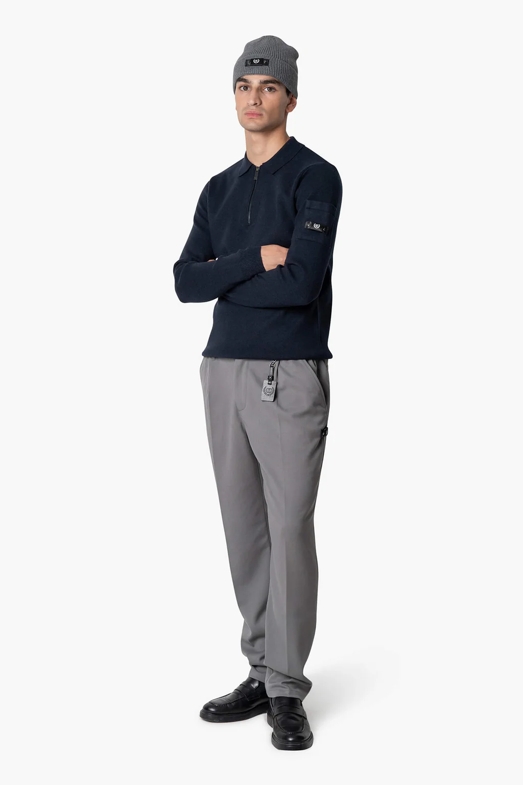 Quotrell Chief Knitted Polo Sweater Heren Donkerblauw