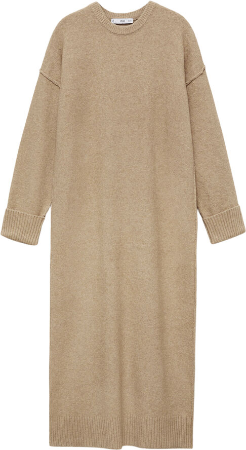 MANGO Knitted dress with ribbed finishes Medium brown