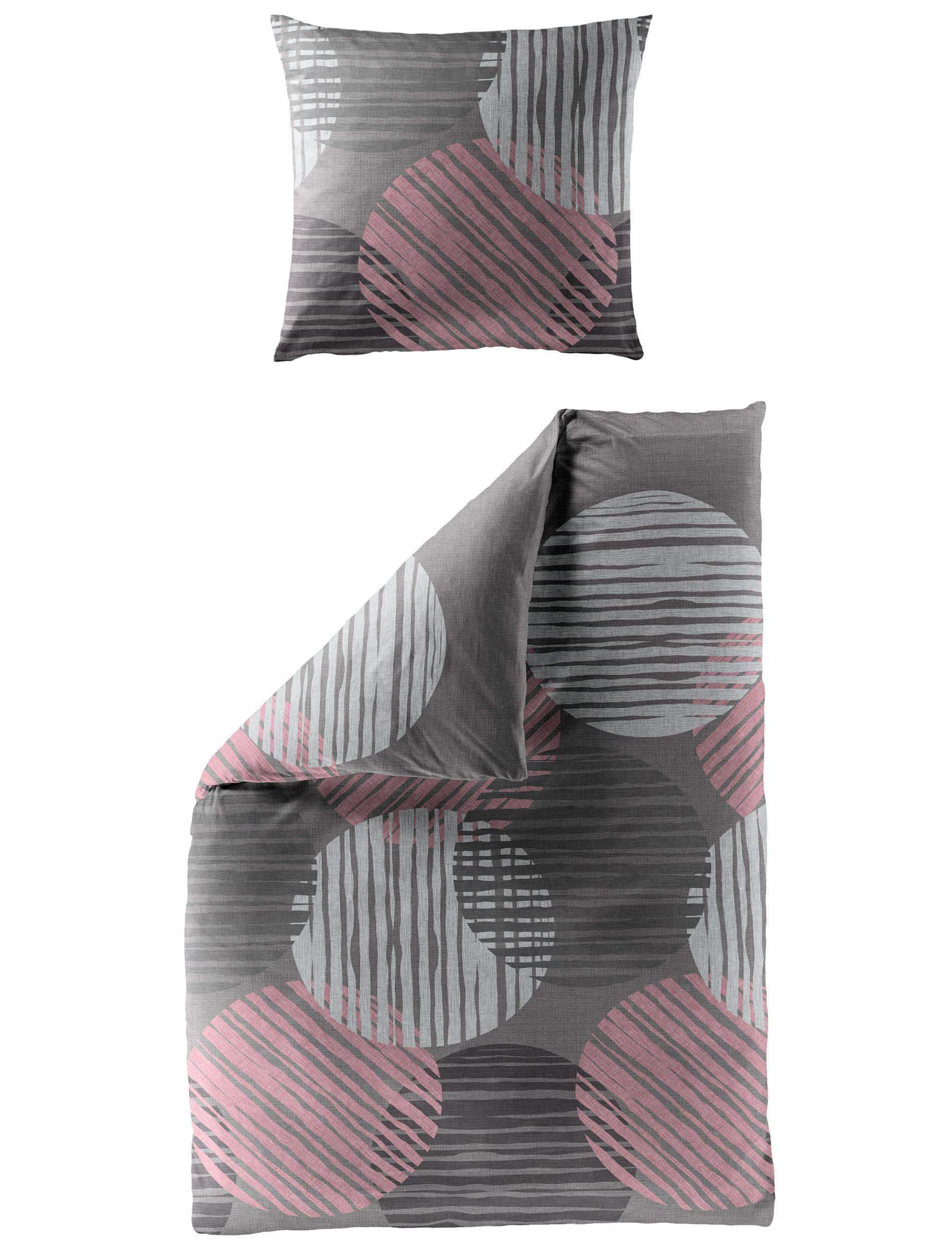 Bettwäsche Mako-Satin rosa 135x200cm, mit 1 Kissen