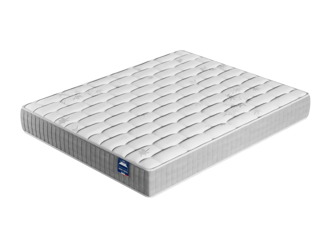 Ensemble Matelas + lit avec tête de lit 140x190 cm ép. 25cm à mémoire de forme