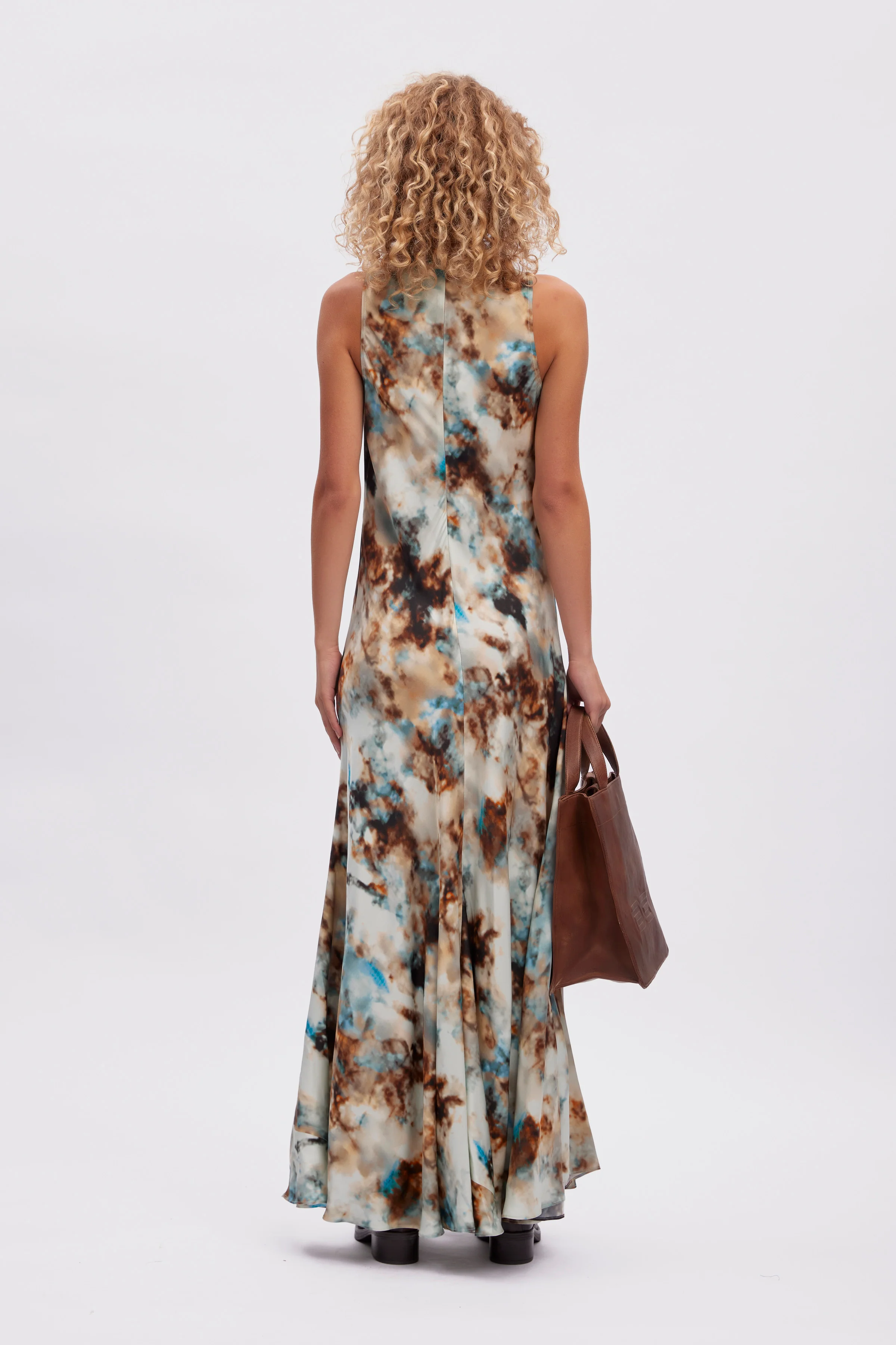 GESTUZ  ReenaGZ lang kjole - Blue Brown Rust