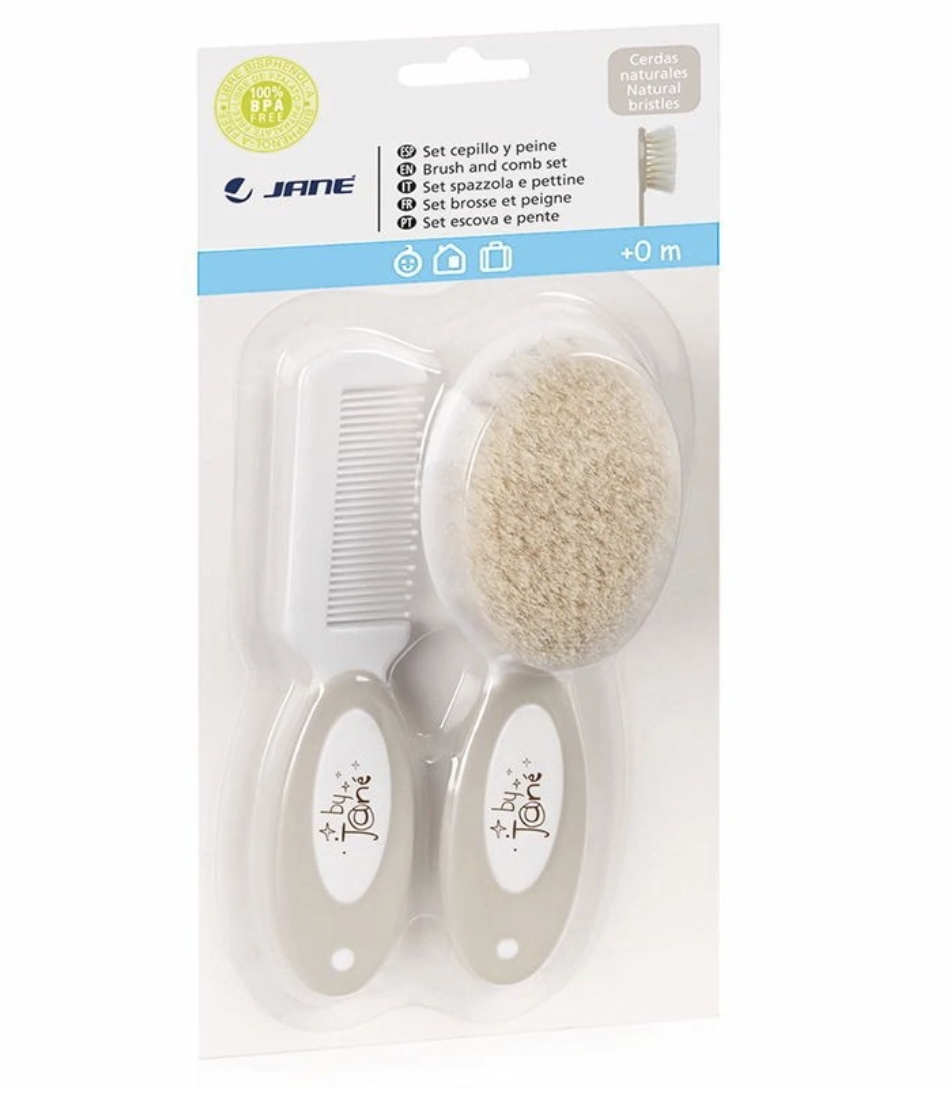 Set peigne + brosse en soie naturelle pour bébé - Ecru
