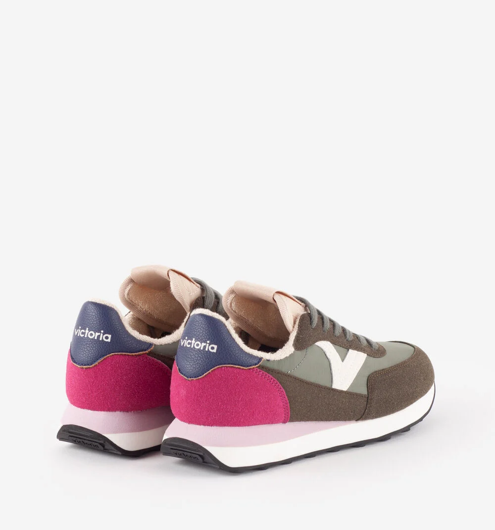 ASTRO NYLON MULTICOLORE Baskets pour femmes semelle bicolore KAKI