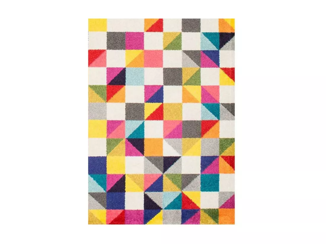 tapis salon 200x290 tissé multicolore rectangle motif géométrique BOUTIK