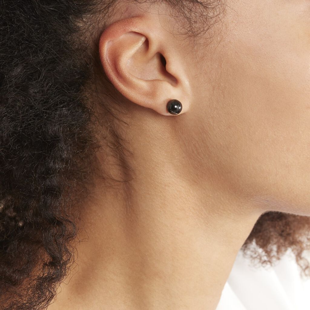 Boucles D'oreilles Puces Orbe Argent Blanc Céramique