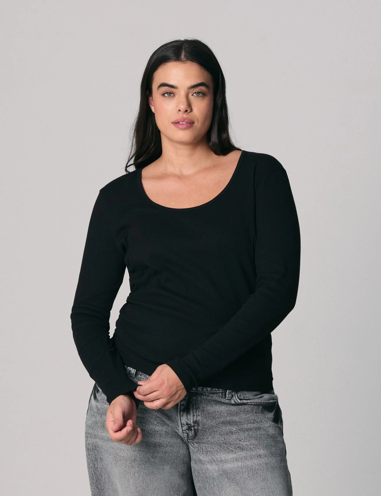 T-shirt côtelé noir