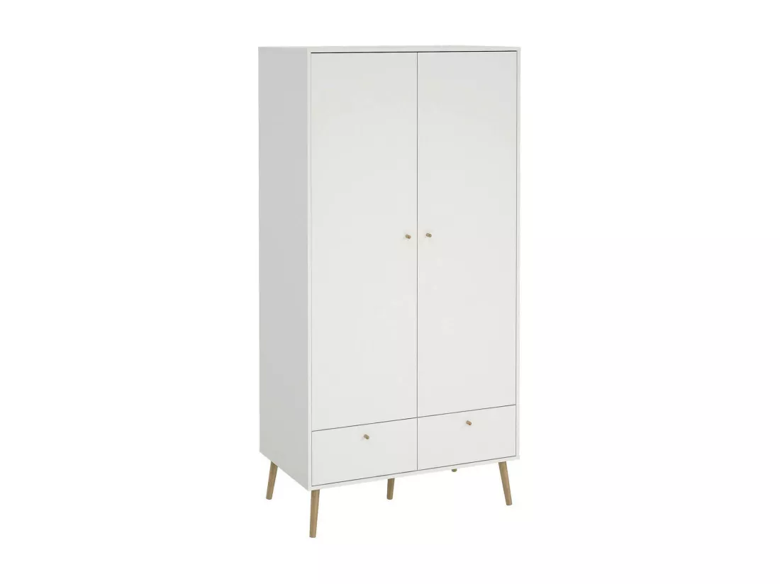 Garde-robe 2 portes Dscarp, Meubles de chambre, Penderie de plain-pied, Placard à vêtements, 99x58 h200 cm, Blanc