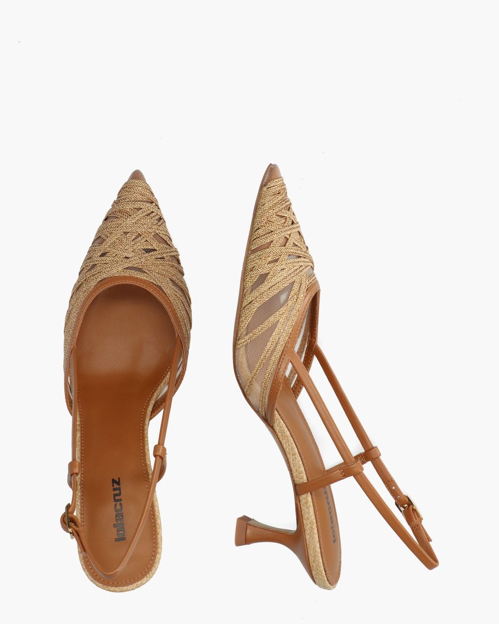 Lola Cruz Cleo Bruin/Cognac Dames Slingbackpumps