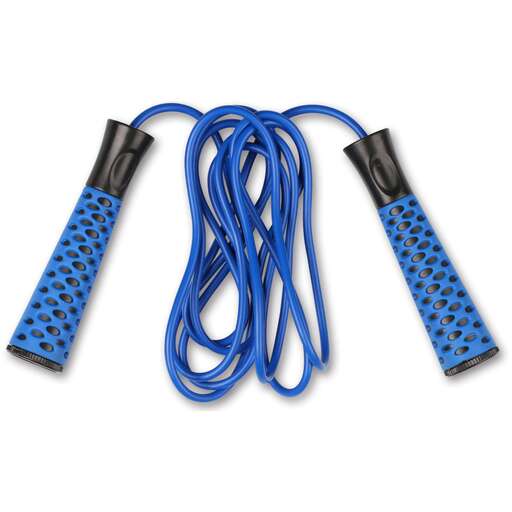 Corda de pular em PVC com alças de plástico, comprimento ajustável, cor índigo, 2,75 m
