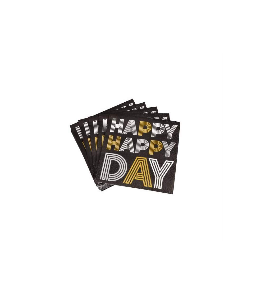 Paris Prix - Lot De 20 Serviettes En Papier happy Birthday 25x25cm Noir