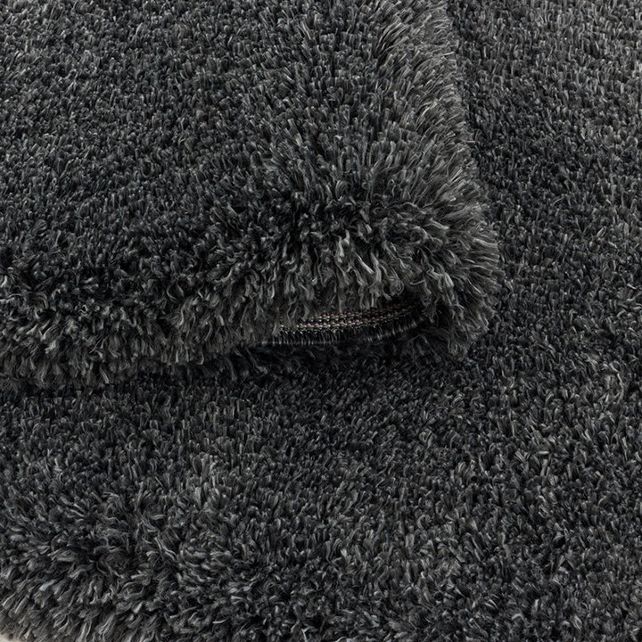Rond hoogpolig vloerkleed - Fuzzy Donkergrijs | Stijlvol