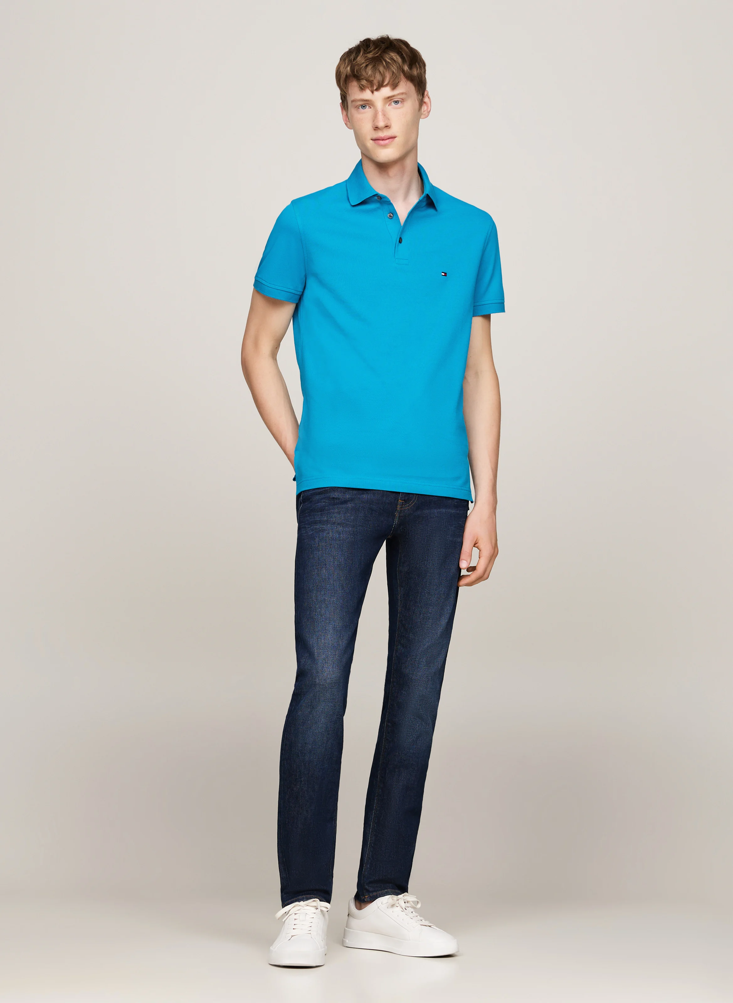 Polo slim-fit en coton bio | Bleu