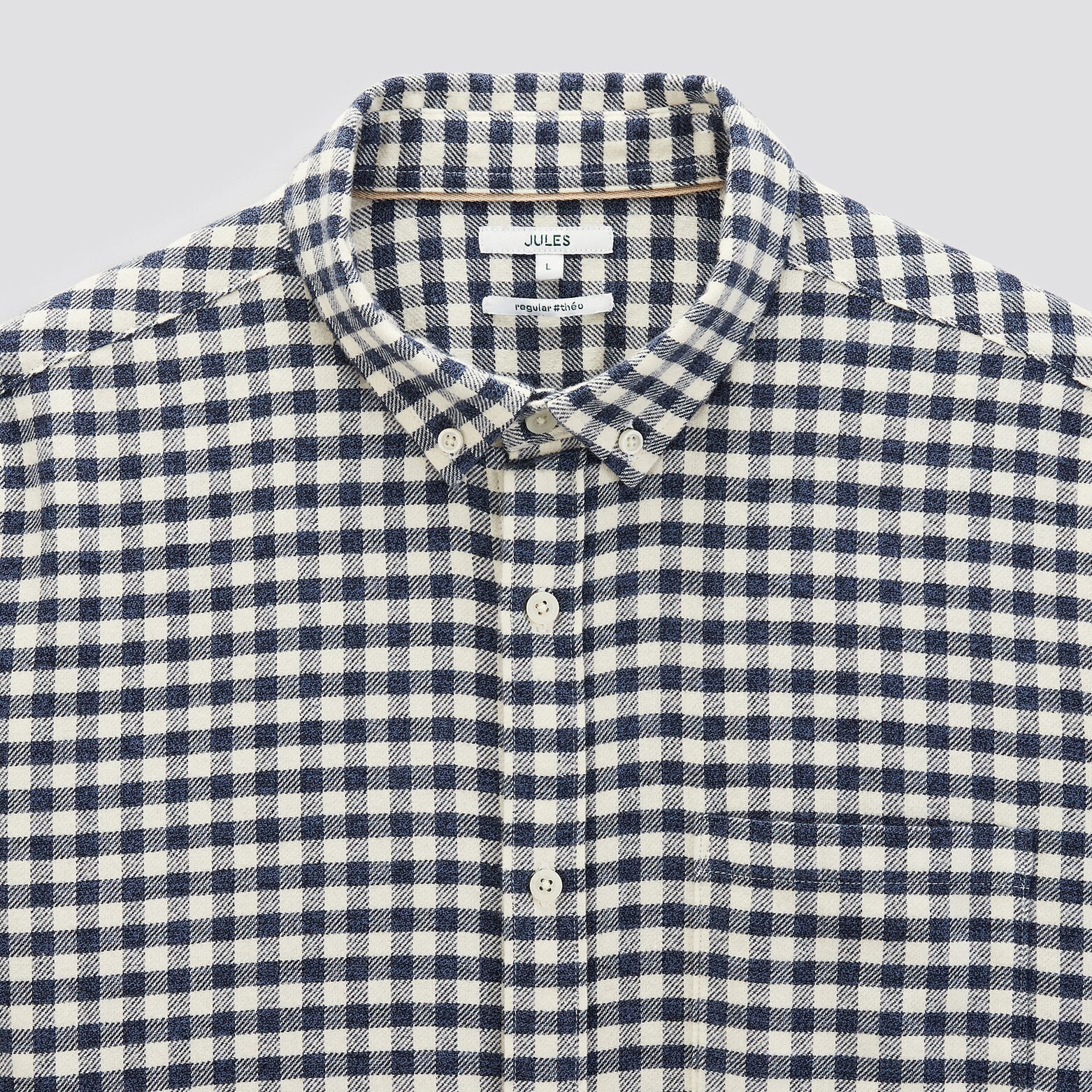 Chemise regular carreaux vichy coton recyclé flane Bleu moyen