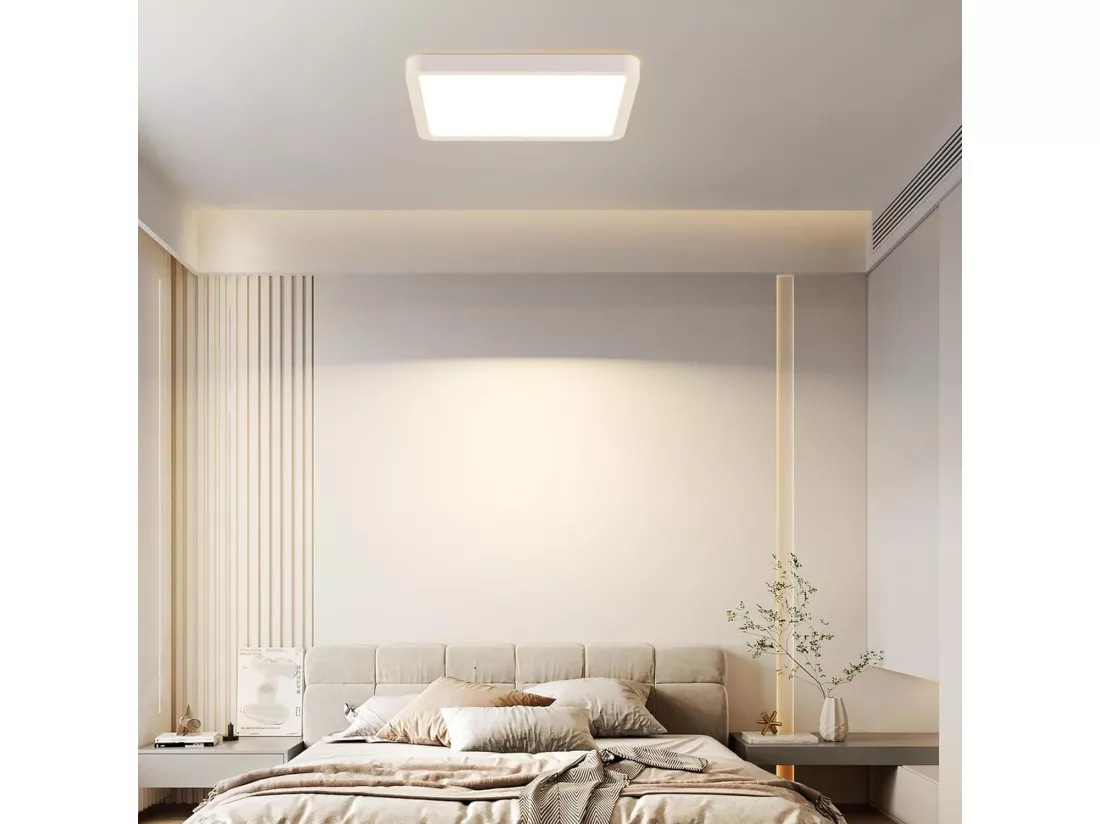 NETTLIFE Plafonnier LED Plat - 23CM 18W Lampe de Cuisine Carrée Chambre de Salle de Bain 4000K pour Salle de Bain Cuisine Couloir
