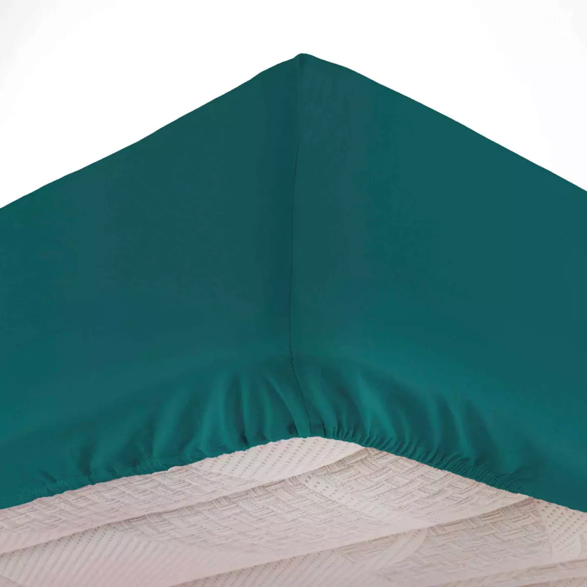 Drap housse coton lavé (140 x 190 cm) Linette Bleu pétrole