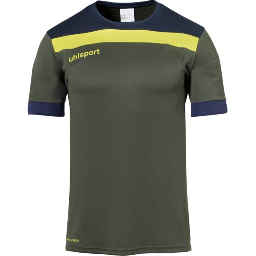 Camisa Offense 23 de manga curta, verde-oliva escuro/azul marinho/am Uhlsport