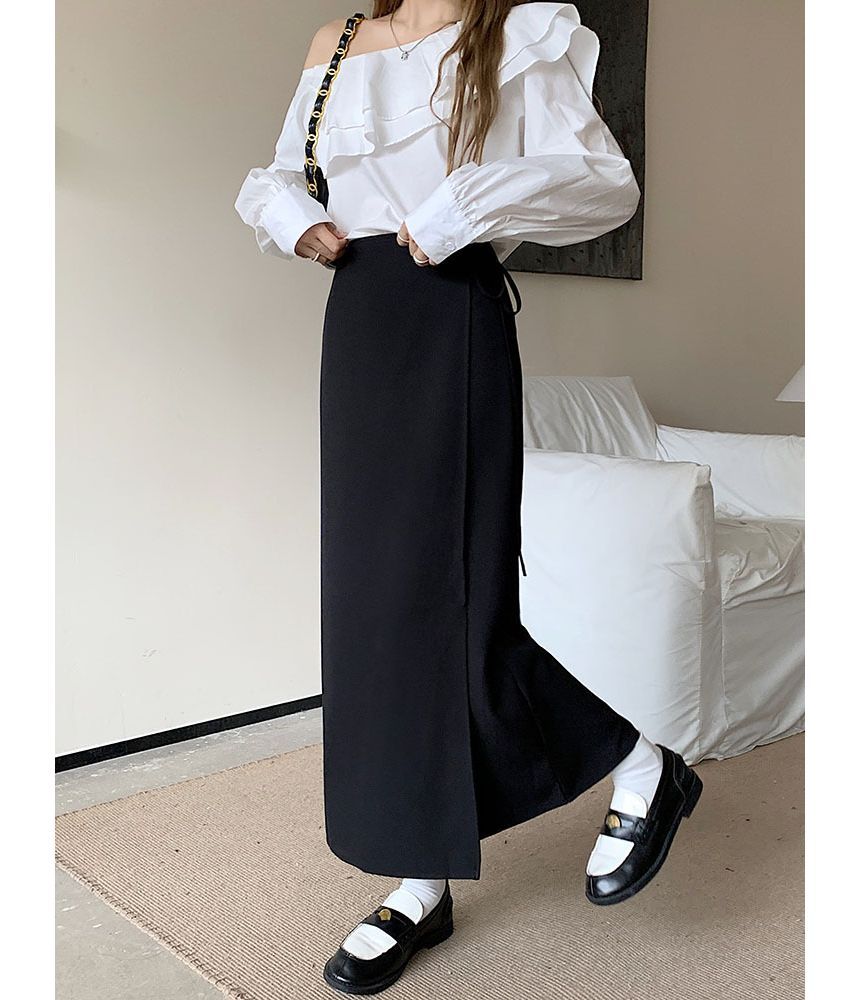 Auboi - Hoge taille effen maxi H-lijn rok